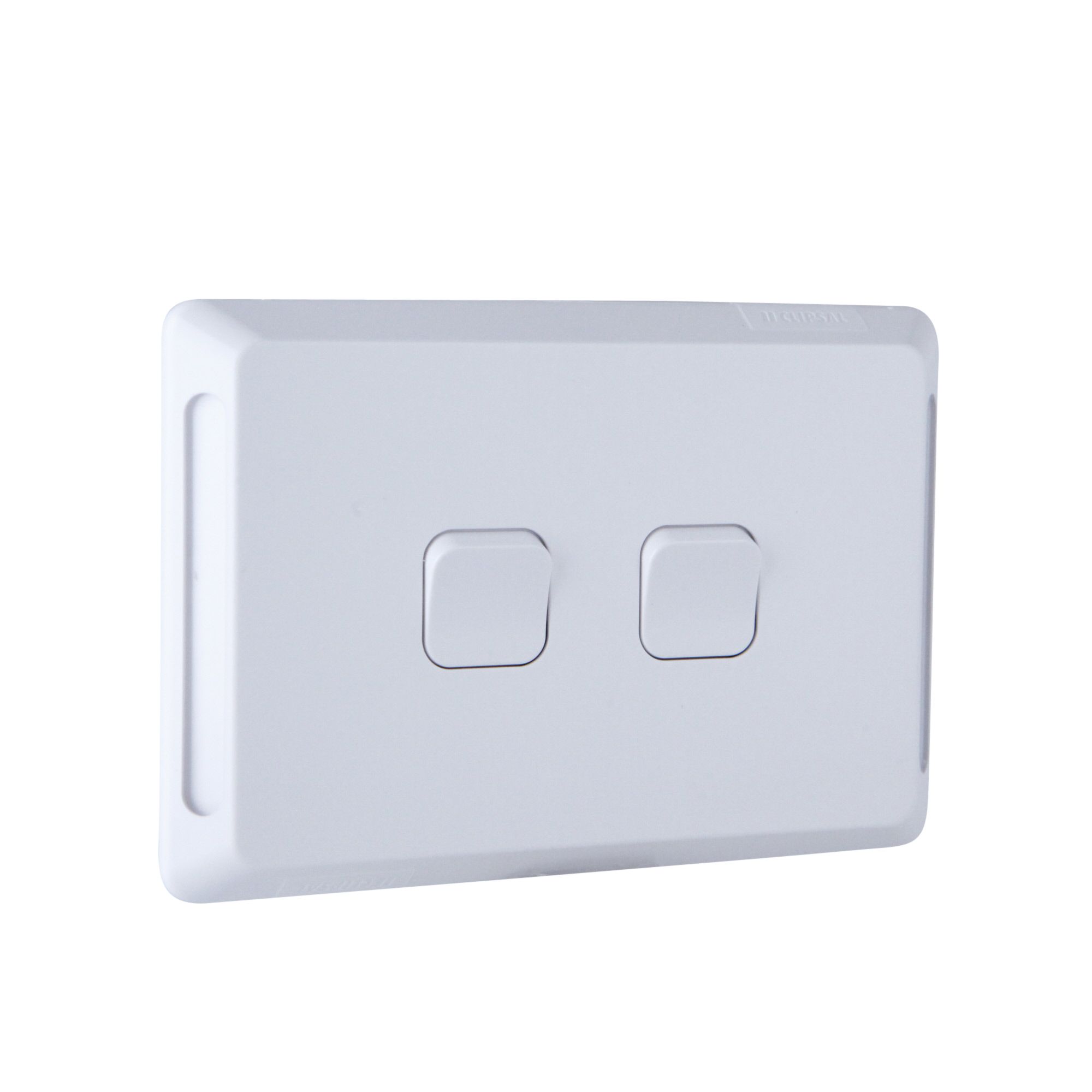 Clipsal Pro Series, 2 switches, horizontal, 1 or 2 way, 20 A / 16 AX, White - P3042HA-XW